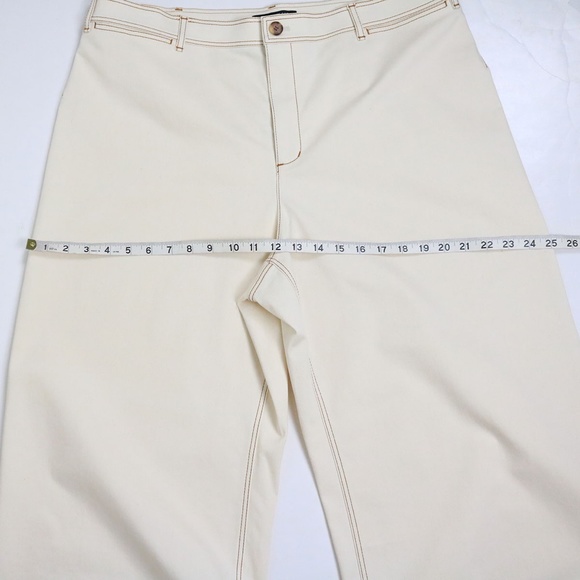 Lafayette 148 Women's Size 16 Stretch Twill Wide Leg Crop Pants Pockets Cream - Picture 9 of 13